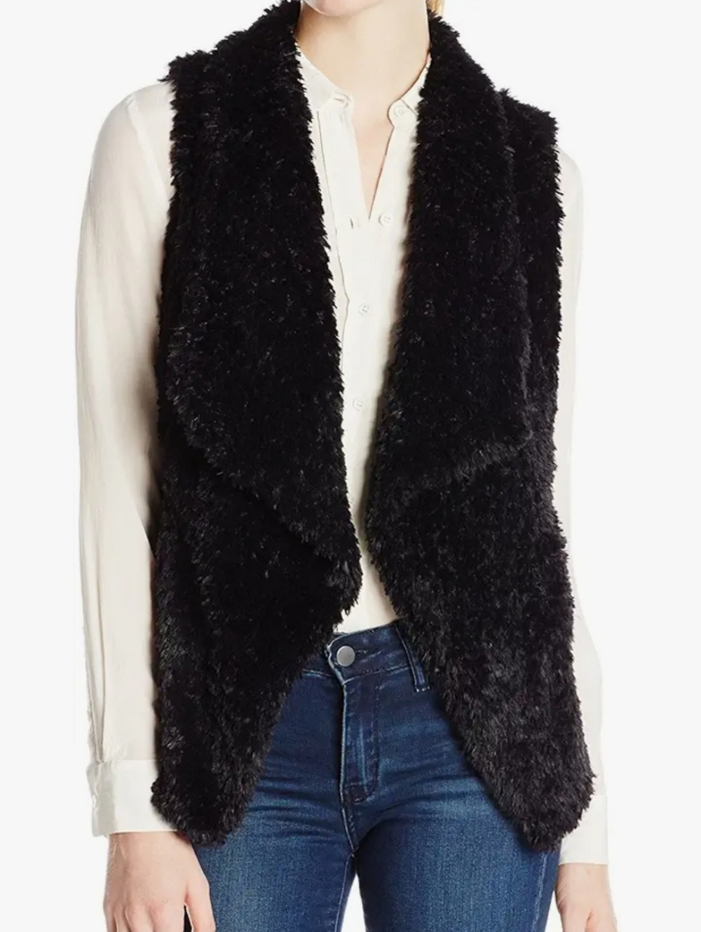 Calvin Klein L-XL Black Fux Fur Vest